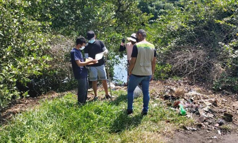Funcionarios realizando actividades para recuperación de zona de manglar