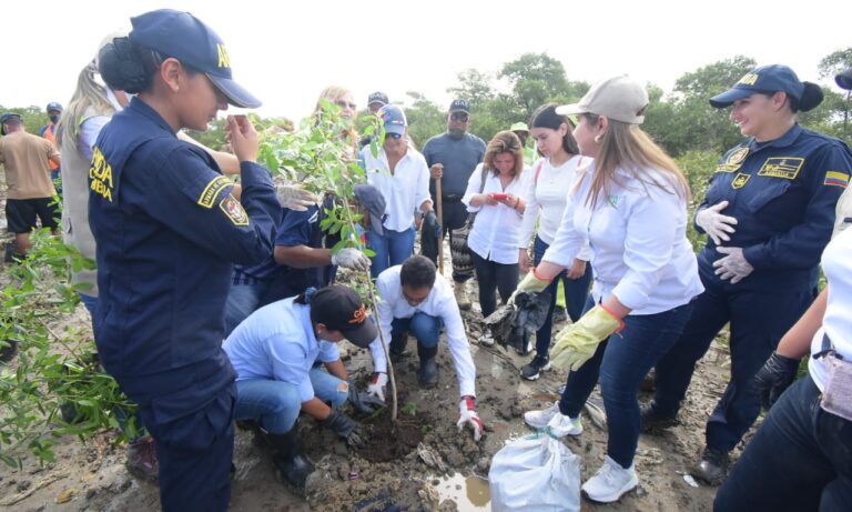 director del epa cartagena y funcionarios en siembra de árboles