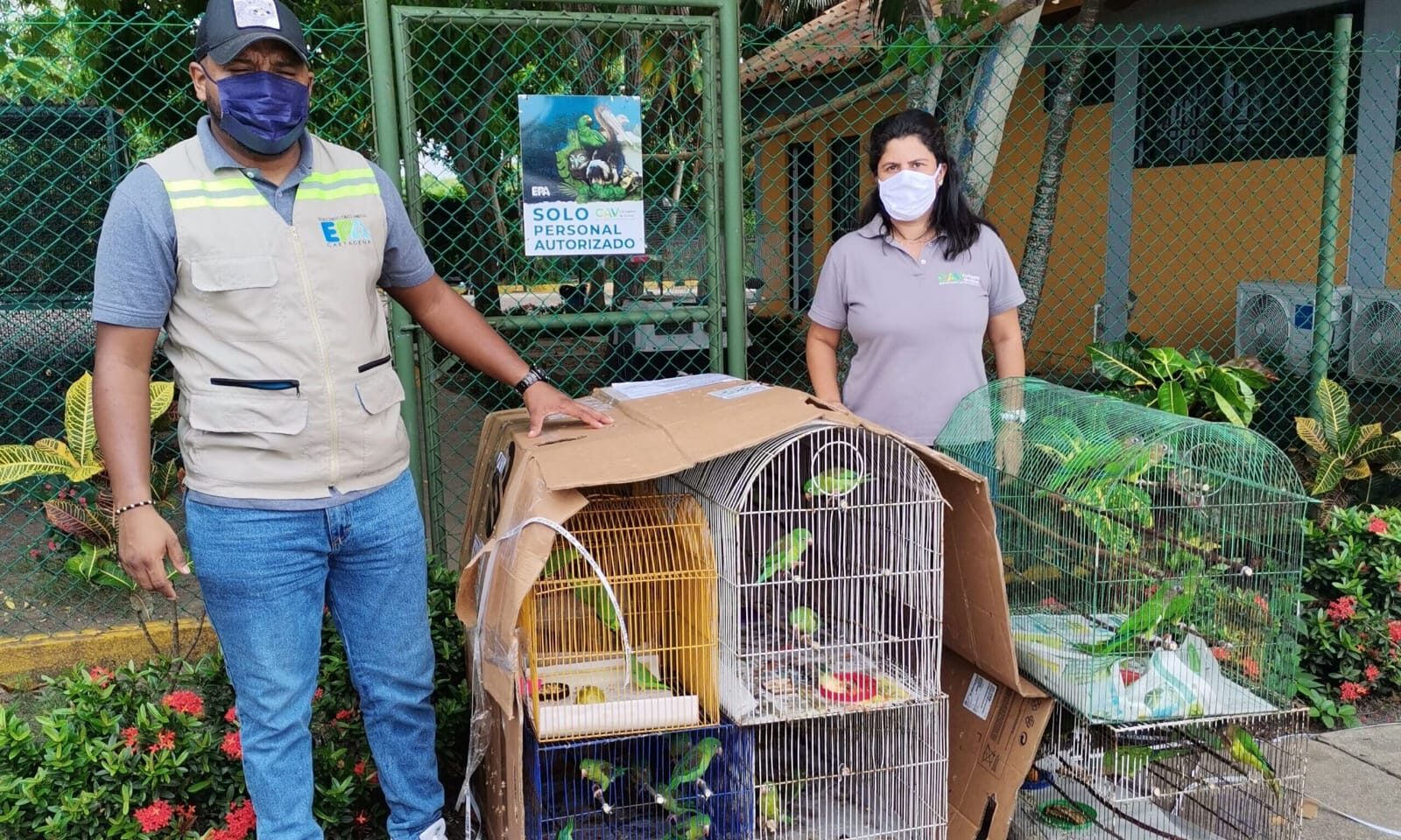 funcionarios del epa en cav con aves rescatadas