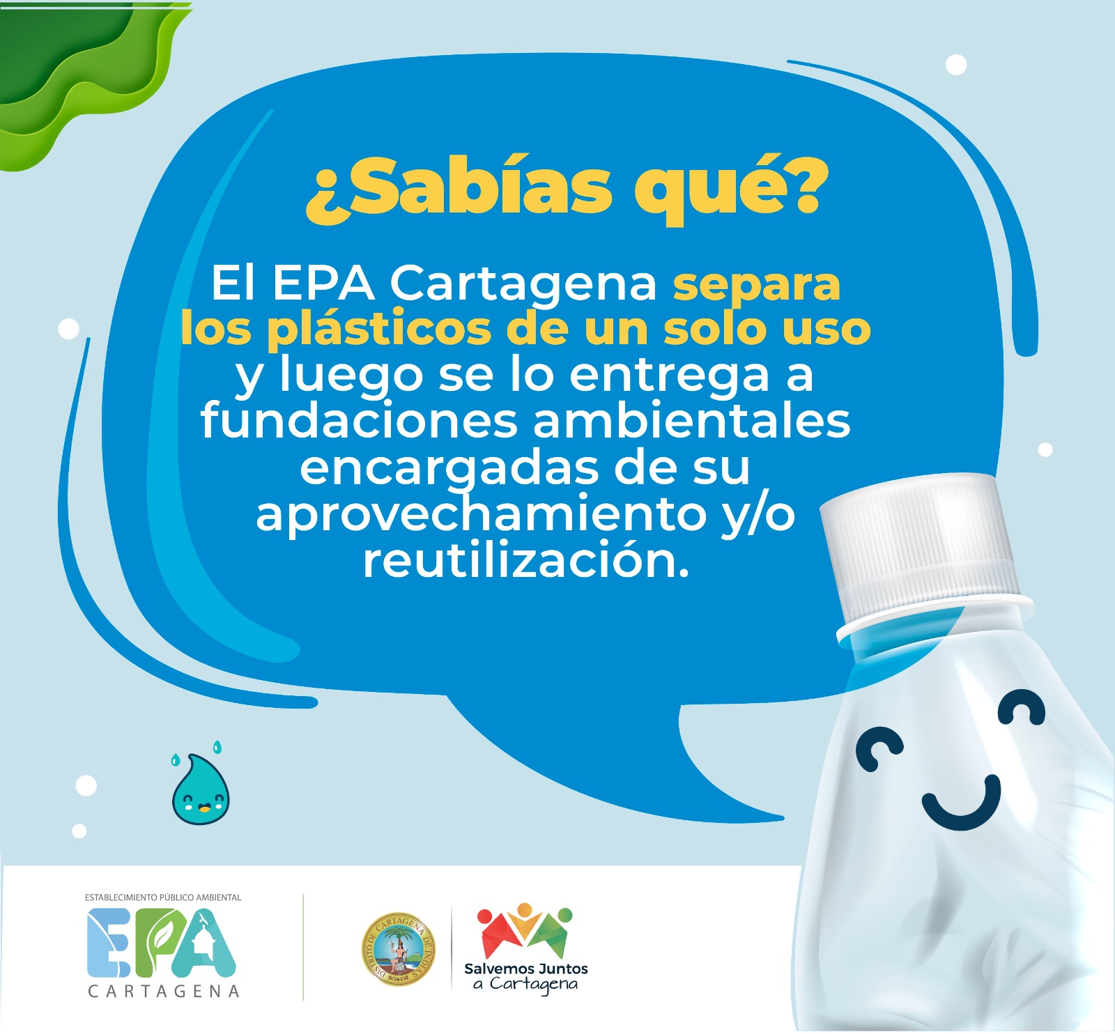 Publicación para redes sociales, relacionada con la forma en como separa el plástico el EPA Cartagena